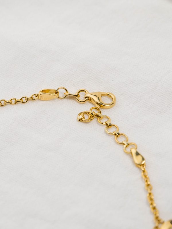 Two-Tone Hollow Circle Charm Anklet in 18k Yellow & White Gold