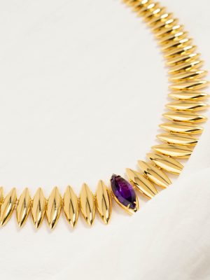 18k Fancy Golden Aegis Necklace with Color Stone