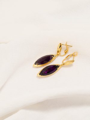 18k Fancy Golden Aegis Earring with Color Stone