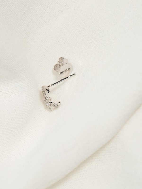 Moon & Star Stud in 18k White Gold
