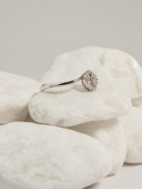 Double Halo Bypass Diamond Ring with in 18k White Gold