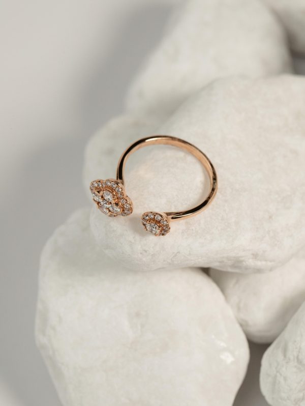 Clover Open Diamond Ring in 18k Rose Gold