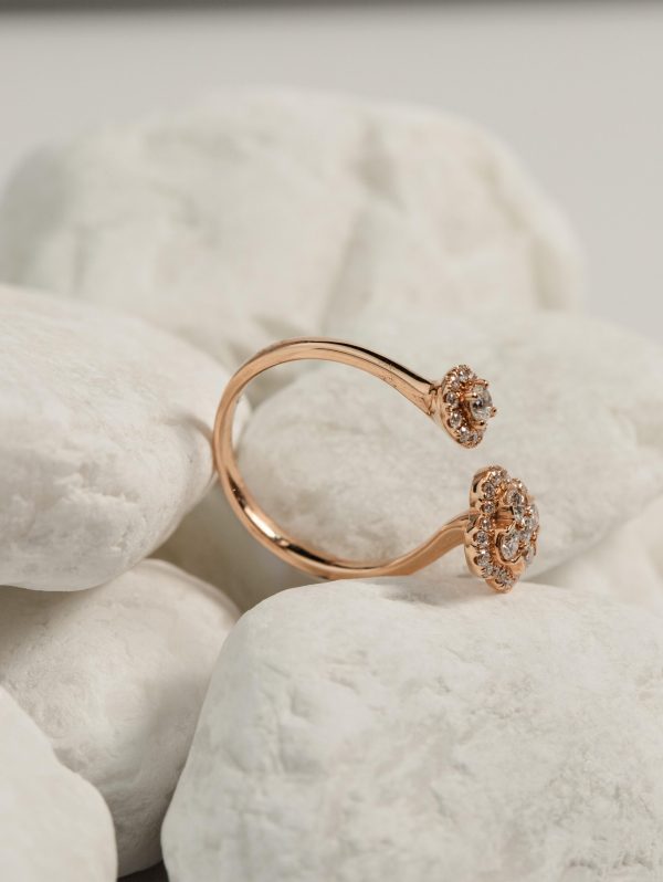 Clover Open Diamond Ring in 18k Rose Gold