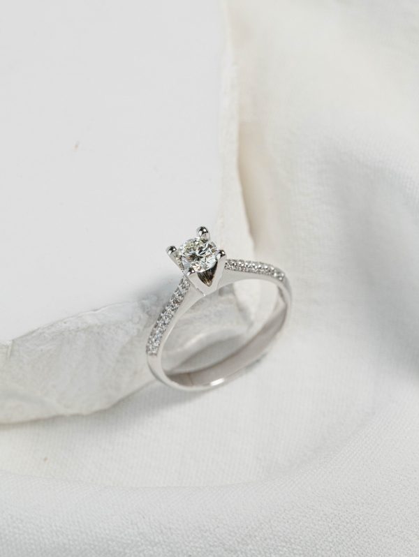 18k Semi-Pave Diamond Engagement Ring