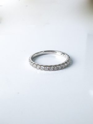 18k White Gold Scalloped Half Eternity Diamond Band