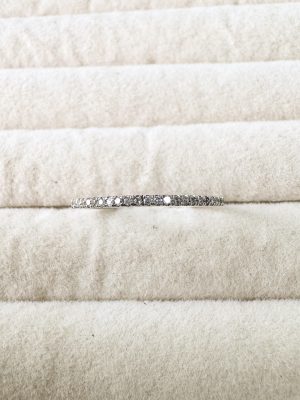 18k White Gold Dainty Half Eternity Pavé Diamond Band