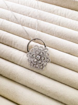 18k Floral Cluster Statement Pendant Ring