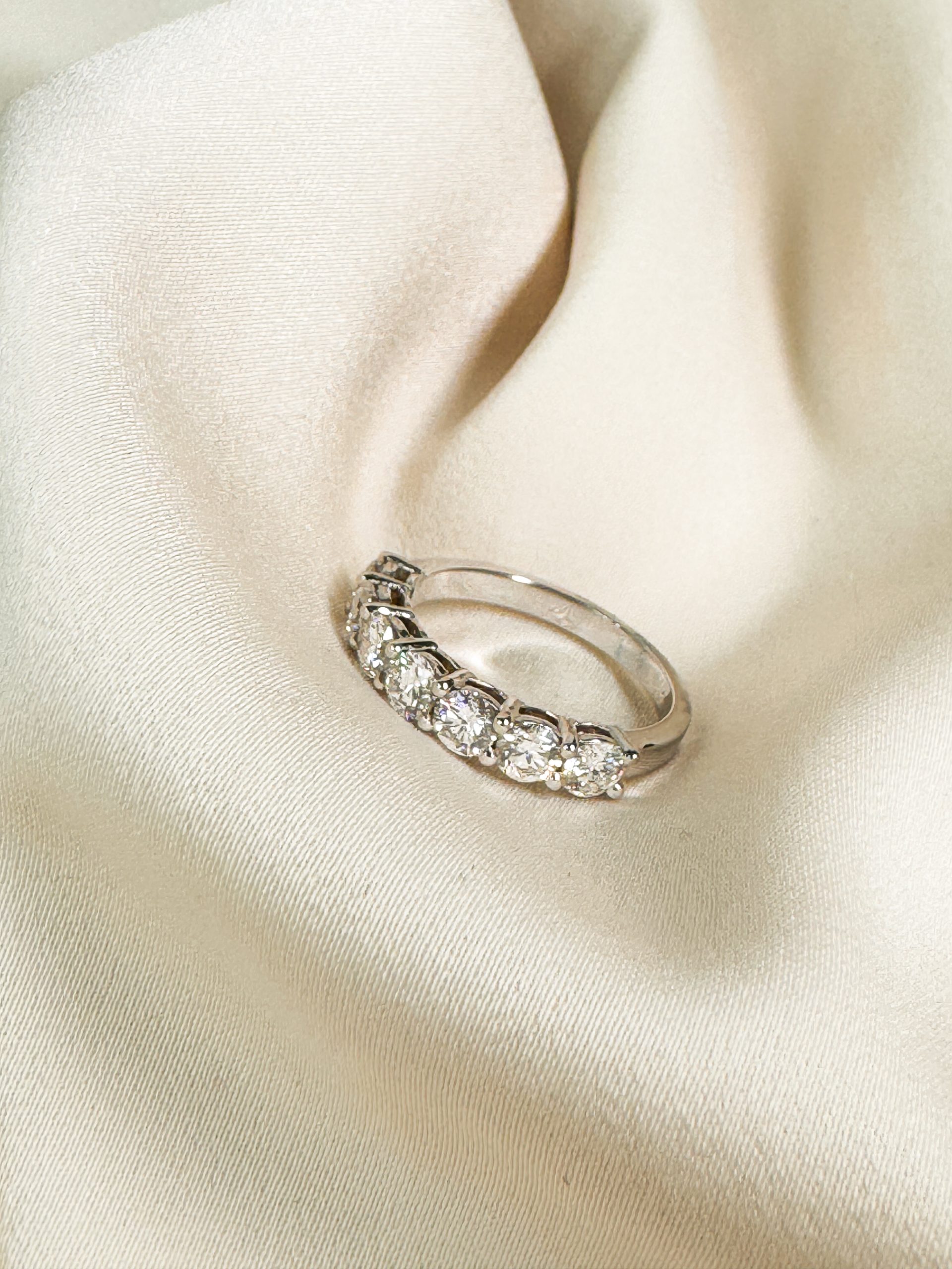 18k Shared Prong Semi-Eternity Diamond Ring