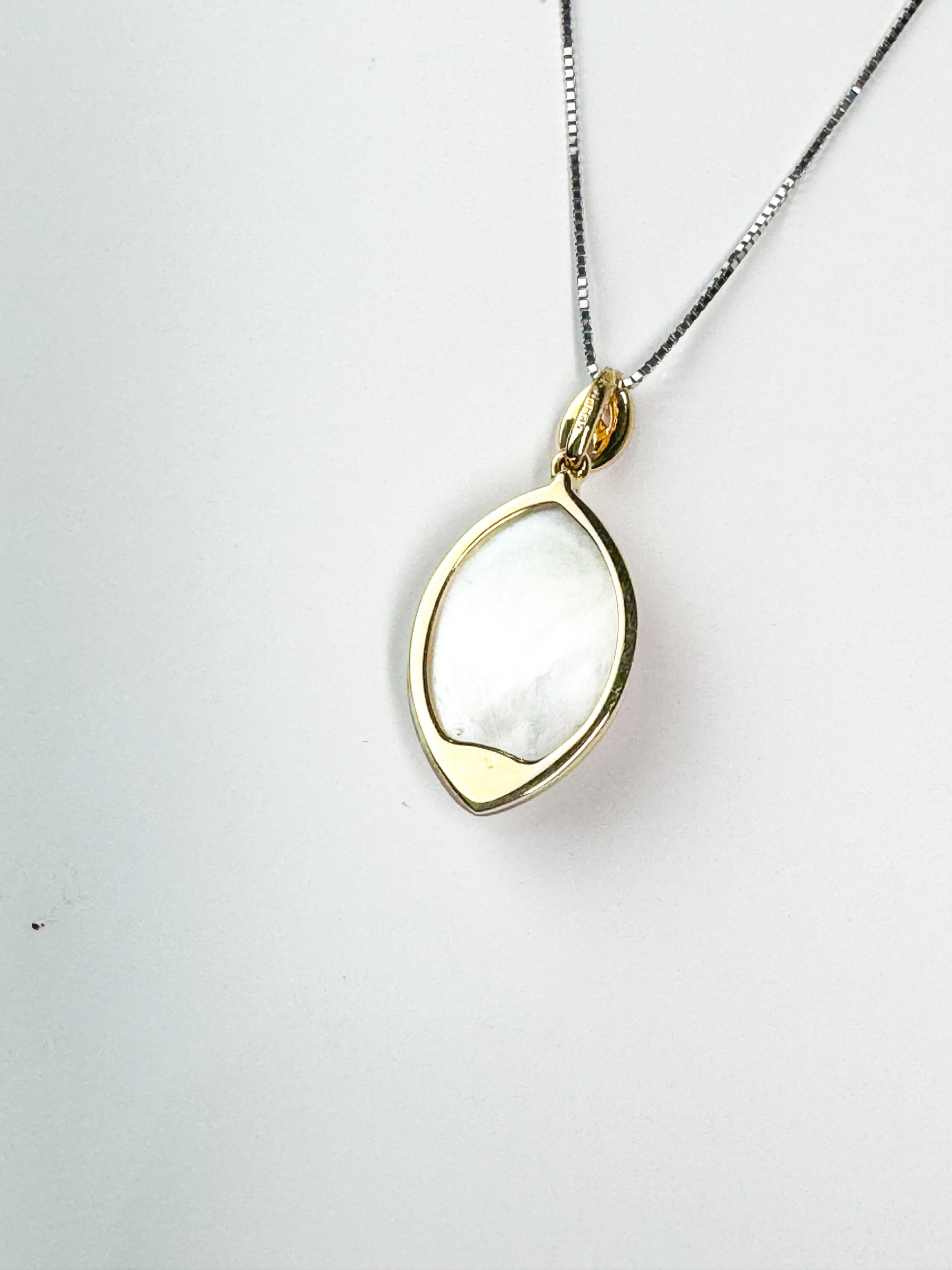 18k Marquise-Style Pendant with Floating Diamond Frame