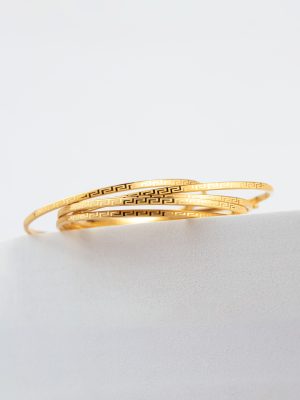 18k Greek Line Patterned Bangle