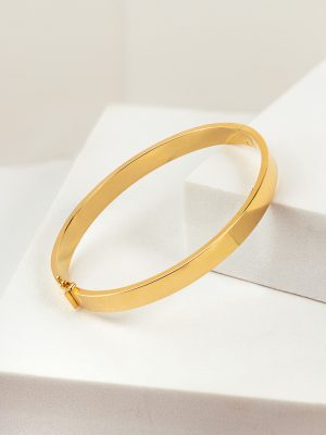 18k Flat Plain Bangle in Yellow Gold